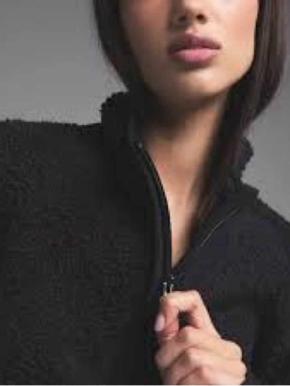 NWT SKIMS Cozy Knit Cropped 3/4 Zip Pullover Onyx Black L/XL